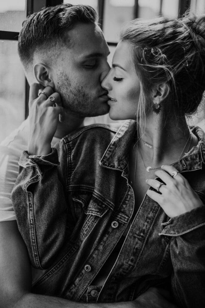 Couple about to kiss. 