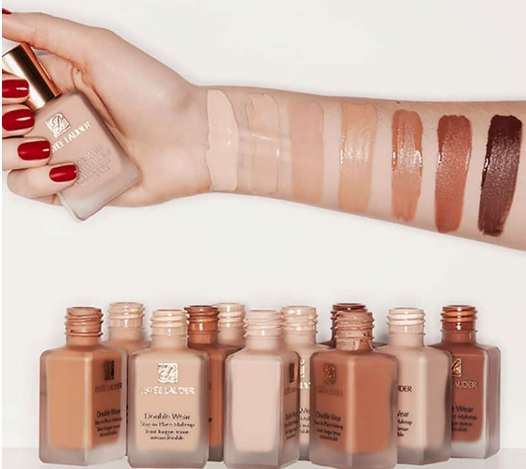 a swatch of all the Estee Lauder foundation shades