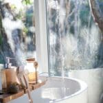 white bath with natural sunlight coming in