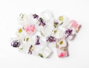Floral Ice cubes aerial view.