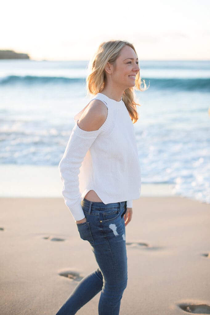 Canna Campbell at the beach. 