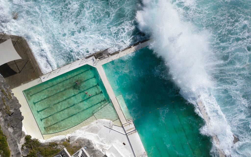 Bondi icebergs pool aerial shot