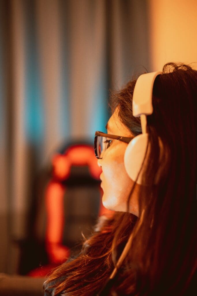 woman with headphones