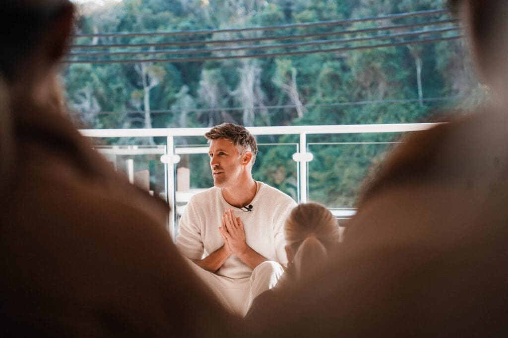 Image of Luke Mcleod conducting meditation class