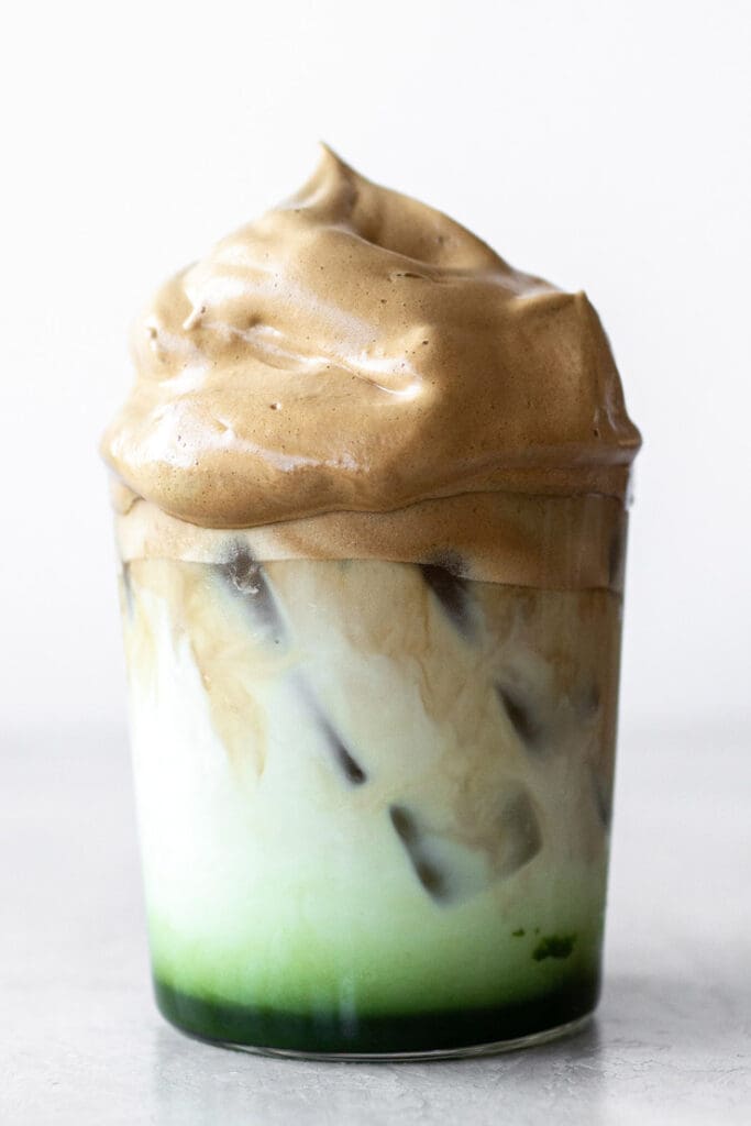 Layered Iced Matcha-Dalgona Coffee