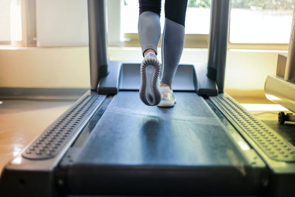Walking on treadmill